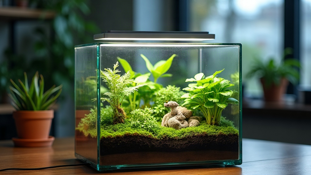 Desk Terrarium in a Windowless Office: LED Grow Light Guide